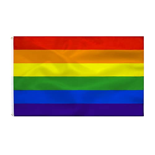 Bandera Pride Gay Rainbow LGBT FLAG 90x150cm-Doble Costura,y con 2 Ojales metálicos balcón Reforzada Festival Celebración Diversidad