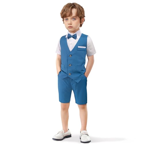 Image of Nwada Boys Suit Toddler Dress Clothes Shirt with Bow Tie, Dress Pants Sets Kids Gentleman Outfit suits
