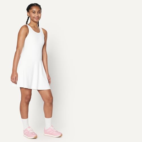 Image of Amazon Essentials Girls' Active FormFlex Buttery Soft Tank Tennis Dress with Built-in Bodysuit, Bra, & Shorts