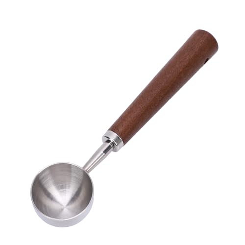 Generic Coffee Measuring Spoon, Retro Stainless Steel Coffes Spoon Long Wooden Handle Coffees Scoop Kitchen Utensil for Measuring Scooping Tea Coffe Spicese (Small Size Silver)