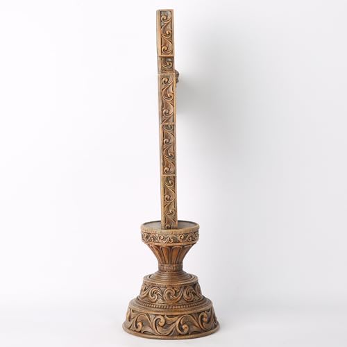 BC Catholic San Damiano Crucifix Standing Cross, Wood-look Crucifix for Home Altar, Religious Gifts, 17.9\" H Handmade Renaissance Sculpture by Buildclassic - Thumbnail 6