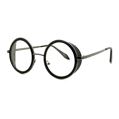 PASTL Double Rim Clear Lens Glasses Side Cover Round Circle Frame UV 400