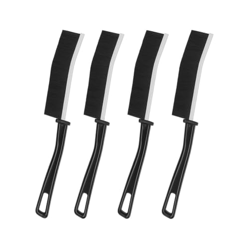 Confezione da 4 spazzole per la pulizia delle fessure con supporto in alluminio, scanalatura angolare a 15° e scrubber per piastrelle del bagno, cucina, binari delle finestre e spazi ristretti