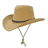 Sonnen Outdoor Sommer-Hut in Wildleder-Optik mit Kinnband inklusive 8,5cm breite formbare Krempe kühlend im Sommer wasserfest und wassertauglich für Herren, Damen und Kinder- hoher UV Schutz