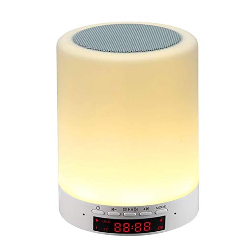 Preisvergleich Produktbild The perseids Drahtloser Bluetooth Lautsprecher, Berührungs Steuerung Nachttisch lampe Mit Smart LED Dimmbare RGB Multi Color, Alle in 1 Wecker (MEHRWEG)