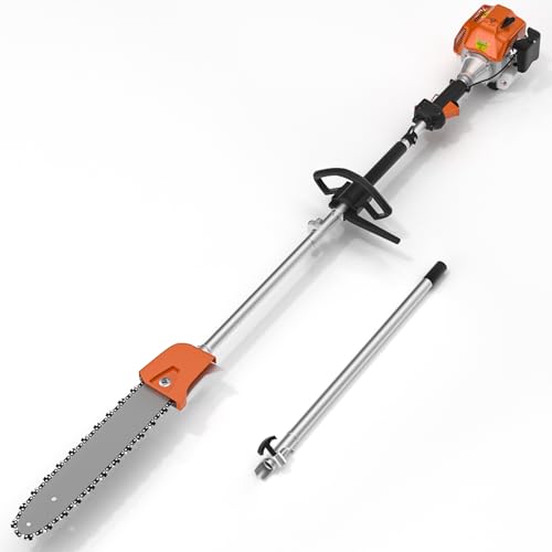 48CC Gas Powered Pole Saws,2-Stroke Gas Pole Saws for Tree Trimming with11.5in Cutting Bar,16 FT Extendable Pole Chain Saw Tree Trimmer