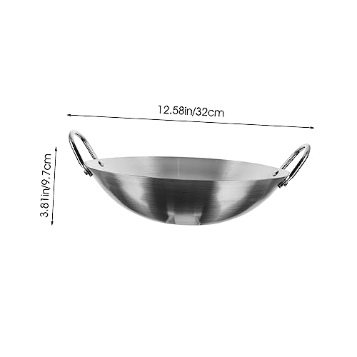 Wok de acero inoxidable con doble asa práctico para cocina miniatura 2
