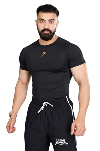 Image of FUAARK Men's Half Sleeve Compression T-Shirt - Athletic Base Layer for Fitness
