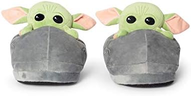 Star Wars: The Mandalorian The Child Grogu 3D Slippers | Baby Yoda-Themed Soft Plush House Shoe With Non-Slip Sole | Comfortable Footwear | Women 4-6, Kids 2-4