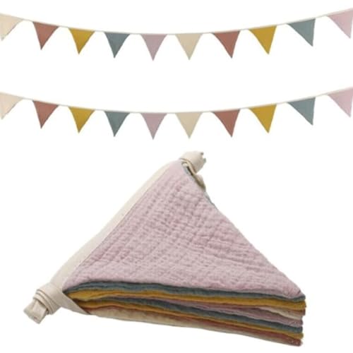 Bimhayuu Wimpelkette Kinderzimmer Girlande Stoff Wimpelkette aus Baumwolle Kinderzimmer Deko Kinder Mädchen Jungen Zubehör für Hausbett Babybett Kinderbett Wanddeko Geschenk (B)