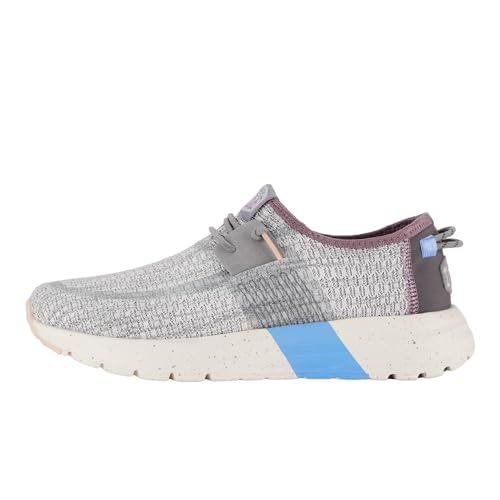 HEYDUDE Women's Sirocco Sport Stripe Sneaker, Grey Size 9 | Lightweight Slip On Mesh Casual Shoe for Travel and Everyday Wear