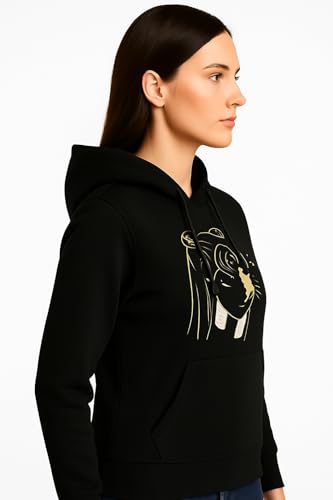 Image of Raves Womens Stylish Printed Hoodie | Trendy Cotton Fleece Hooded Sweatshirt for Women & Girls | Full Sleeve Winter Wear Pullover