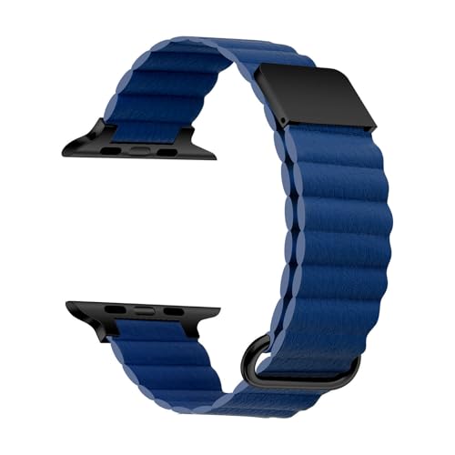 Bracelet magnétique en cuir bleu nuit finition premium pour iWatch 41mm 40mm 38mm