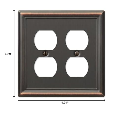 Image of Amerelle 149DDDB Chelsea Wallplate, 2 Duplex, Steel, Aged Bronze, 1-Pack