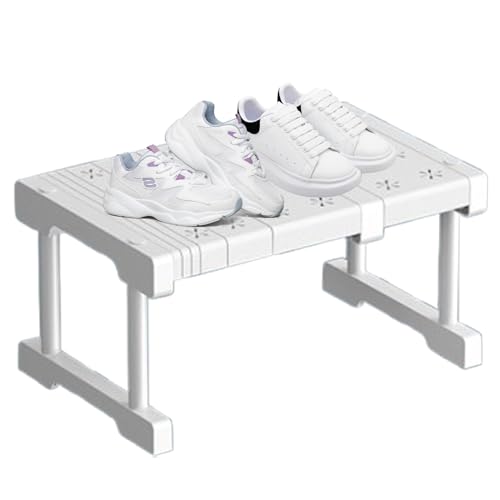 Estantería extensible para armario – apilable ajustable para espacios pequeños, organizador de alambre de metal para almacenamiento de armario y separación de armarios | Para armario, despensa, cocina