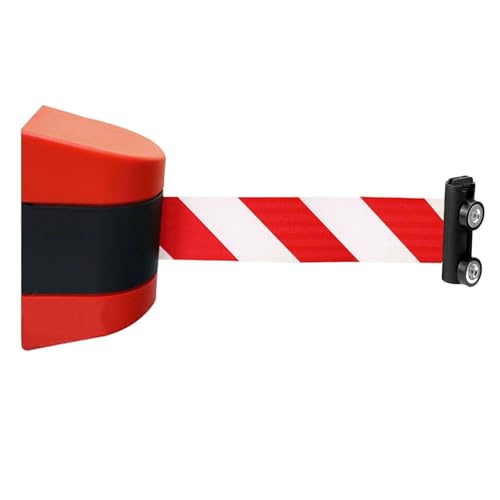 Red Magnetic Attraction Retractable Belt Barrier,6.6/9.8/16.4FT Optional,Magnetic Queuing Safety Tape Cordon with mounting Accessories,for Crowd Control(A,5M/16.4FT)