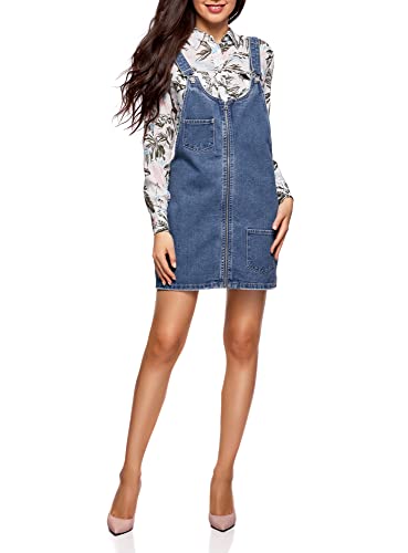 oodji Ultra Mujer Vestido Vaquero de Verano con Cremallera, Azul, ES 42...