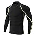Chejarity T-shirt fonctionnel de sport pour homme - Avec col montant - Manches longues - Sweat-shirt à col rond - Pour fitness, maillot de corps, vert, XL