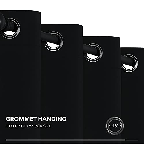 Image of Deconovo Sliding Door Curtains 80 Inches Wide - Extra Wide Curtain Panels for Patio Door, Blackout Grommet Drapes for Office(80W x 84L Inch, Black, 1 Panel)