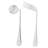 ERINGOGO 高齢者用 食事補助用具 角付きスプーン フォーク 入り 体に優しい デザイン なステンレス製 食事が簡単に 介護用 障害者用