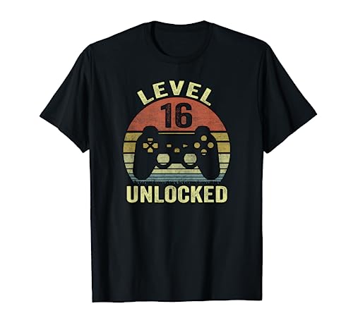 Regalos Para Hombres 16 Años Cumpleaños Level 16 Unlocked Camiseta