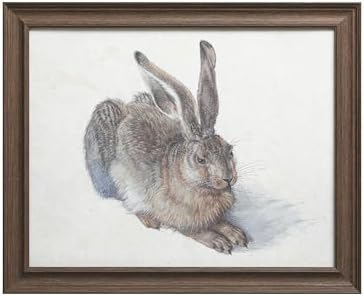 VIOLABBEY Wall Art Framed Canvas, Rustic Farmhouse Rubbit Painting Prints, Easter Bunny Artwork for Bedroom, Bathroom, French Country Shelf Decor, 11x14in