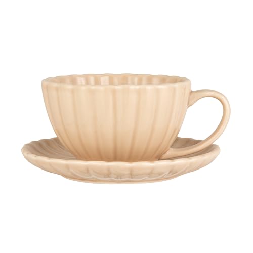 Mug de cerámica de 10 onzas con plato, crema miniatura 7