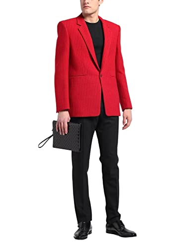 Costume Veste à Un Bouton et Pantalon Noir à Fines Rayures pour Homme