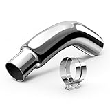 HILMITILE Exhaust Tip, 4 Inch Diesel Exhaust Tip Elbow Tip with a Clamp, 4'' Inlet 5'' Outlet Chromed Exhaust Tip for Pickups, Trucks and Cars
