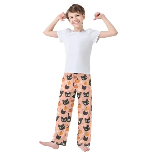 Pajama Pants Cats Face Pumpkins PJ Bottoms Sleepwear Lounge Sleep Pant with Pockets2