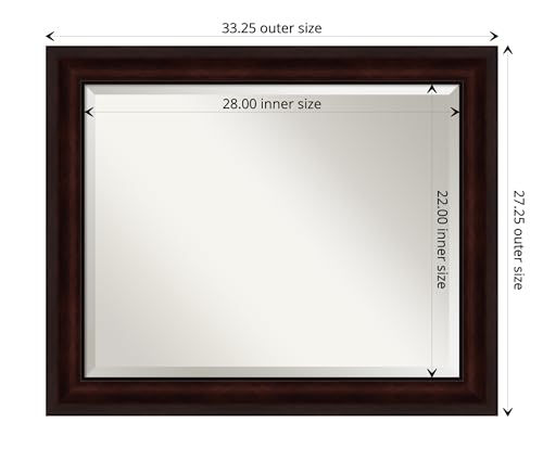 Image of Amanti Art Framed Vanity Mirror | Bathroom Mirrors for Wall | Coffee Bean Brown Mirror | Wall Mounted Mirror | Medium Mirror | 27.25 x 33.25 in.