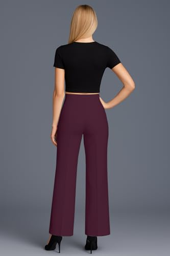 Image of SWADESI STUFF Women's High Waisted Bell Bottom Pants | Retro Wide Leg Trousers | Stretchy Flared Palazzo Pants for Office, Casual Wear & Party