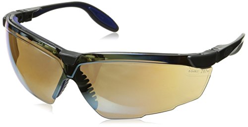 Uvex S3503 Genesis X2 Safety Eyewear, Silver and Navy Frame, Gold Mirror Ultra-Dura Hardcoat Lens