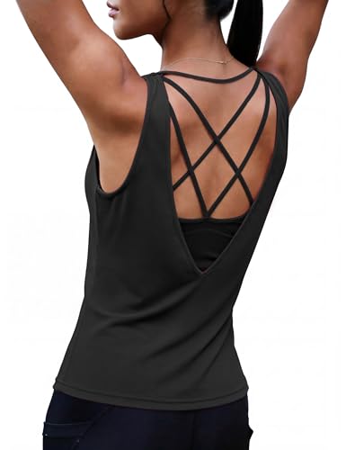 Sykooria Workout Tank Tops for Women Cotton Loose Fit Yoga Top Sleeveless Gym Shirt Running Athletic...