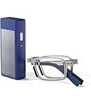 Hubeye Occhiali da lettura Pieghevole in Acciaio inox Occhiali Anti luce blu da Uomo e Donna con la Cerniela a molla e la Scatola in metallo 2.00