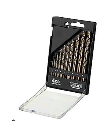 Dewalt 10 kom. Extreme Kobalt set svrdla za metal DT5935 (veličine: 1, 2, 3, 4, 5, 6, 7, 8, 9, 10 mm, za visokolegirani čelik i metal, s neklizajućom osovinom i "no-walk" vrhom, uključujući kutiju za pohranu)