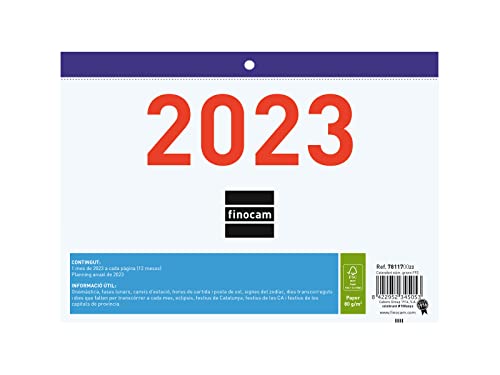 Finocam - Faldilla Calendar 2023 Large Numbers January 2023 - December 2023 (12 months) Catalan, multicoloured, F92 - 210x150 mm