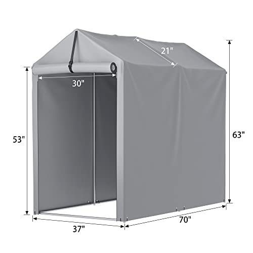 Greesum Outdoor Storage Shed 3 x 6 ft Canopy Portable Shelter Heavy Duty Carport with Roll-up Zipper Door for Bike, Motorcycle, Garden Storage, Waterproof and UV Resistant