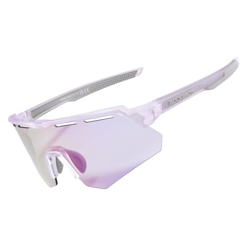 ROCKBROS Gafas de Ciclismo Fotocromáticas UV400, Gafas Deportivas de Media Montura para Hombre Mujer, para Bicicleta Carretera Montaña Deportes al Aire Libre