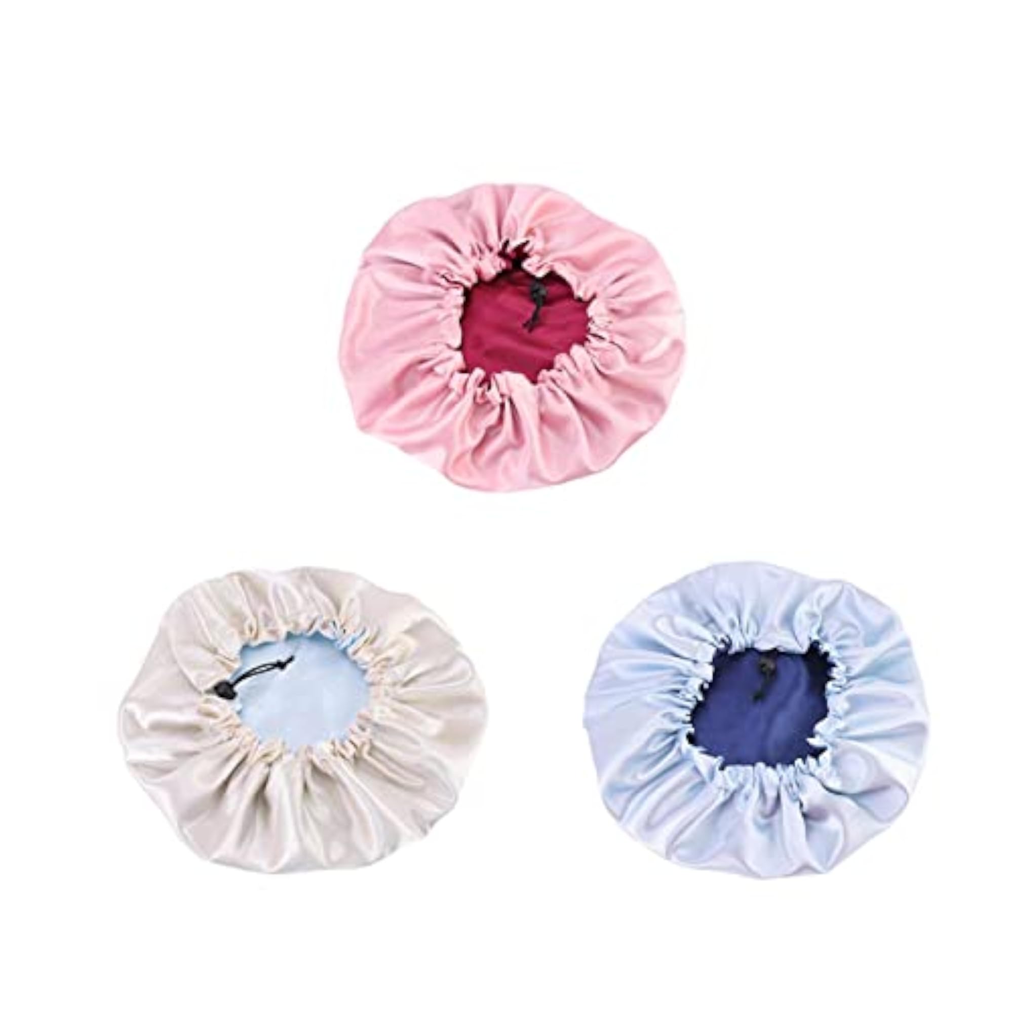 3Pcs Women's Satin Night Sleep Caps, Hair Bonnet Set