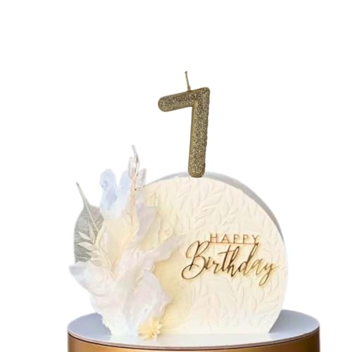 Image of Wanna Party Number 7 Glitter Gold Candle for Birthday Decoration Items /Cake Toppers /Cake Decorations