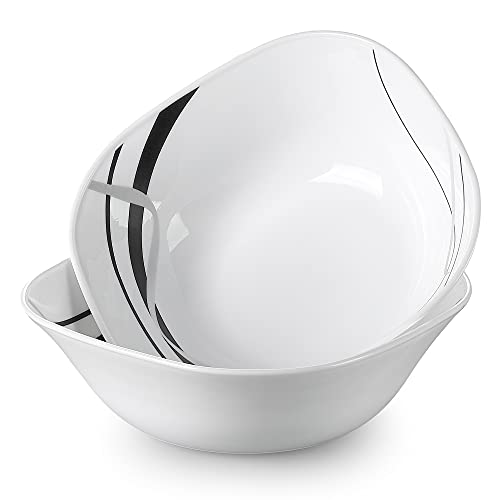 VEWEET, Série FIONA, Bols Saladier en Verre Opale Trempé, 2 Pièces, 22 * 7cm, 1500ml, Anti-chute, Casse- Resistant Cover