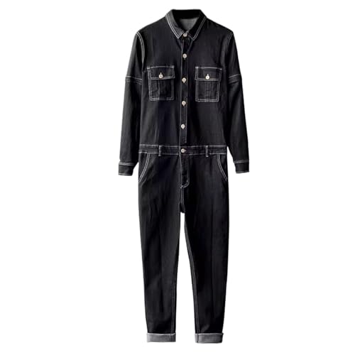 Mono de mezclilla retro WOLONG para hombre con solapa y manga larga