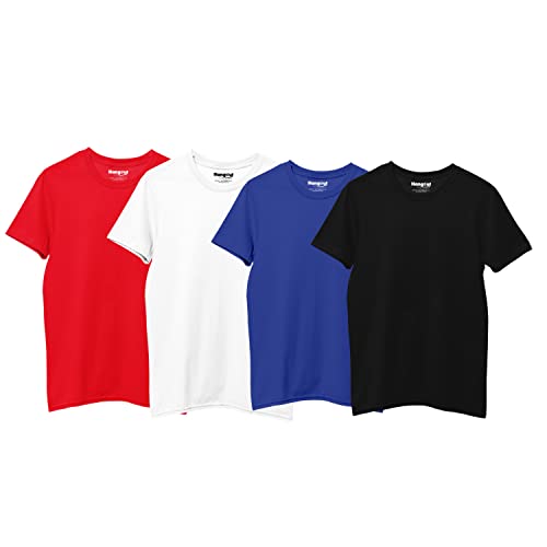 Image of Hangout Hub HH87 Tshirt for Boy's | Regular Fit | Super Combed Cotton Kids T-Shirt | Solid Plain Tees | Round Neck T Shirt | Half Sleeves |Pack of 2 | 3 | 4 | 5 |6