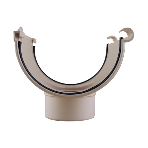 First Plast - Gouttière PVC 33 demi-ronde - Naissance centrale avec support à joints montés PVC 33 demi-ronde - sable - First Plast