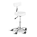 Physa Rollhocker höhenverstellbar Arbeitshocker Drehhocker mit Rollen höhenverstellbar 44,5-58 cm 360° drehbar max. 150 kg Hocker mit Lehne Praxishocker weiß
