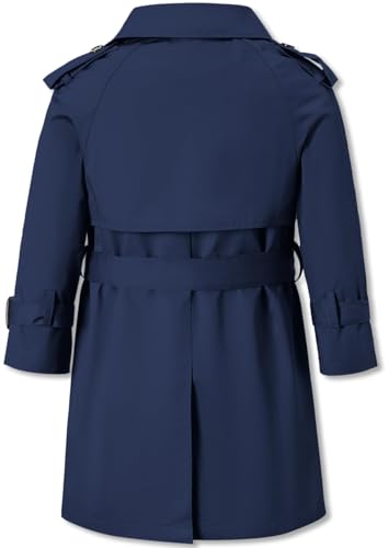Image of Betusline Boys Waterproof Trench Coat Double Breasted Classic Belted Outwear Jacket Dress Coats