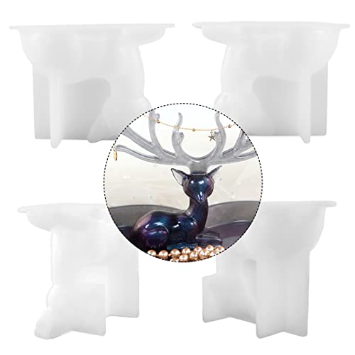 Zayookey 3 PCS Résine Epoxy Moule Résentoir à Bijoux Moules en Résine Plateau en Forme de Coeur Moule en Silicone Wapiti Moule Coulée Porte-Bijoux Resin Mold pour Moulage (Jewelry Rack Mold A) - Image 3