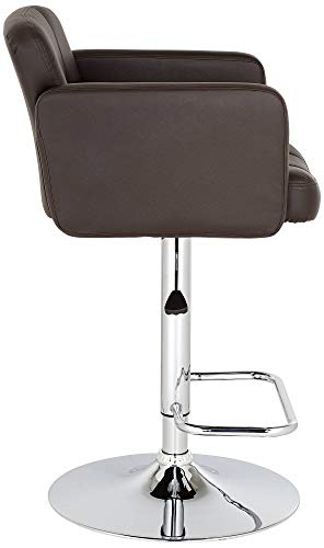 Studio 55D Trek Chrome Butaco Giratorio Ajustable 32 3/4" Alto con Cojín Tapizado en Cuero Sintético Espresso Marrón y Respaldo para Cocina o Isla miniatura 4