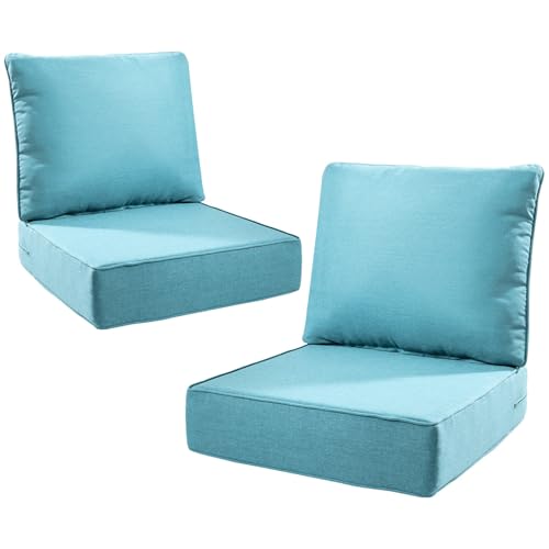 6" Thick Outdoor Cushions 22x24x6, Teal, 2-Set